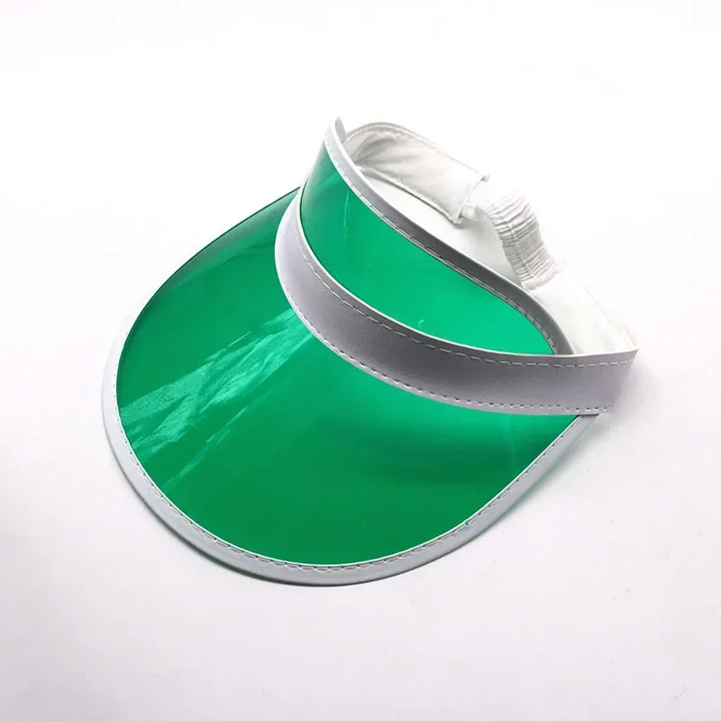 Outdoor Fashion Casual Green Color Transparent Anit-Uv Plastic Face Sun Shield Cheap Hats Sun Visor Hats Golf Cap Rain Hat