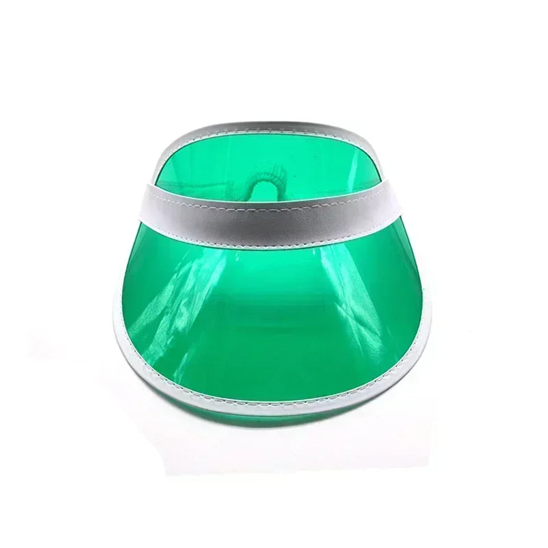 Outdoor Fashion Casual Green Color Transparent Anit-Uv Plastic Face Sun Shield Cheap Hats Sun Visor Hats Golf Cap Rain Hat
