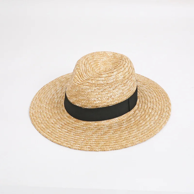Fashion Summer Women Wide Brim Natural Straw Hat Chapeau Female Sun Hats Boater Black Panama Beach Hat Sombrero Mujer Fedora Cap