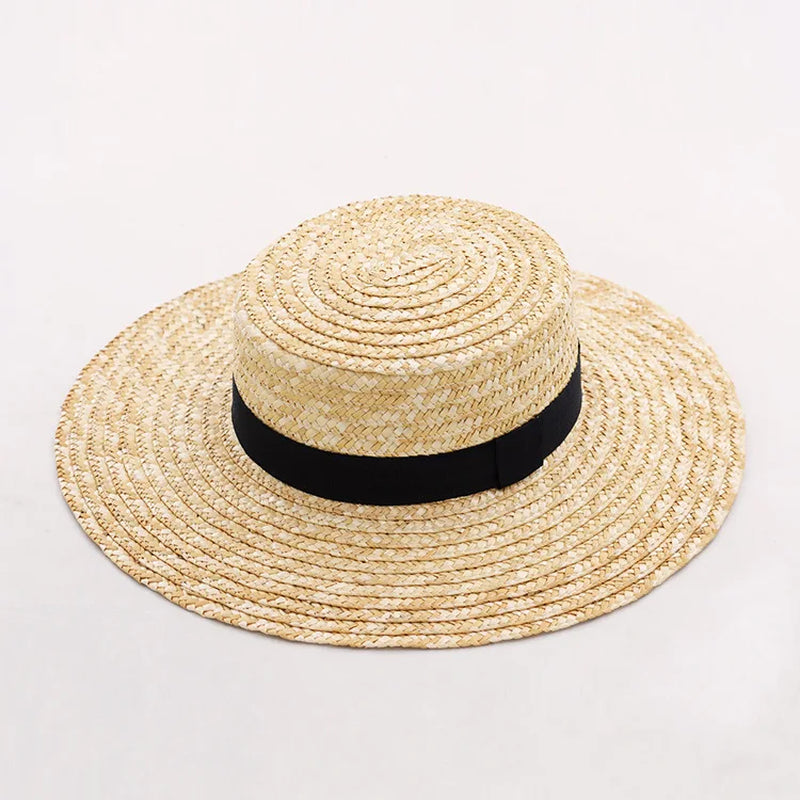 Fashion Summer Women Wide Brim Natural Straw Hat Chapeau Female Sun Hats Boater Black Panama Beach Hat Sombrero Mujer Fedora Cap