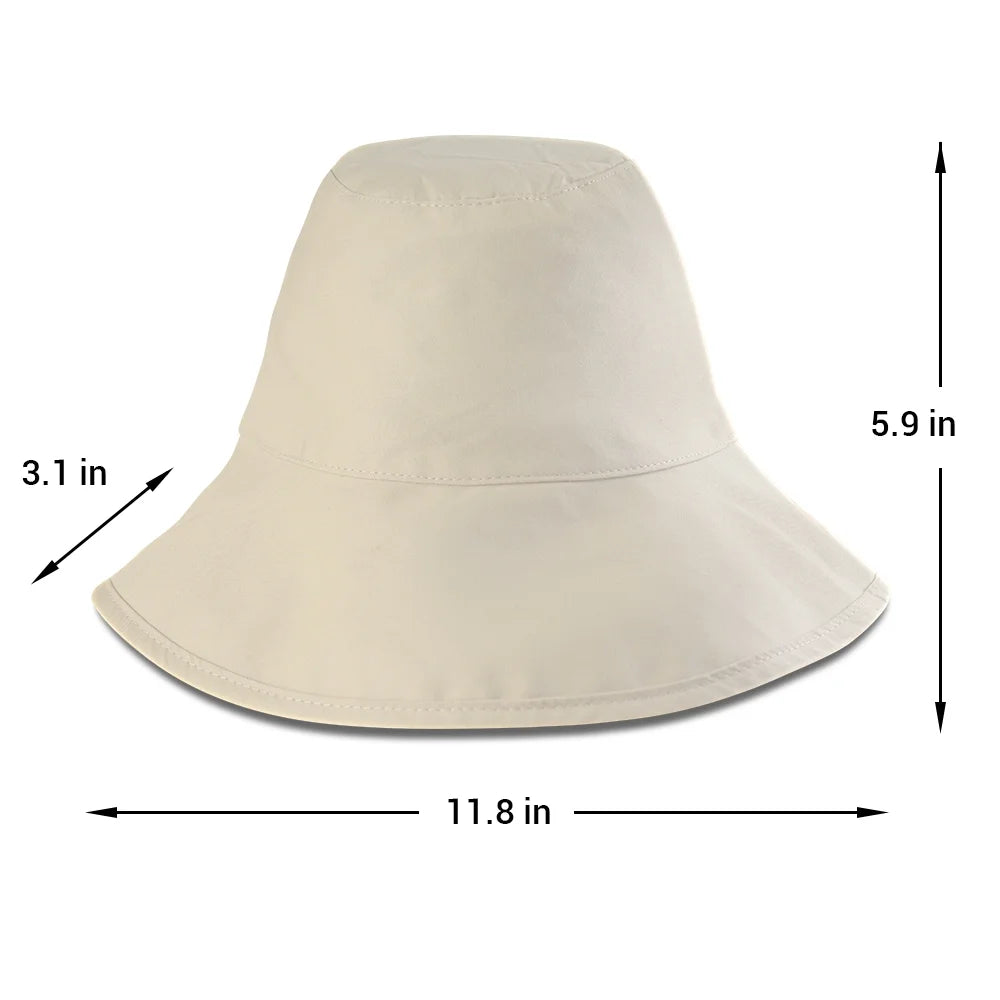Bucket Hat, Travel Beach Sun Hat, Bucket Hat for Women Men Cotton Unisex Foldable Fisherman Hat Outdoor Cap, Off-White