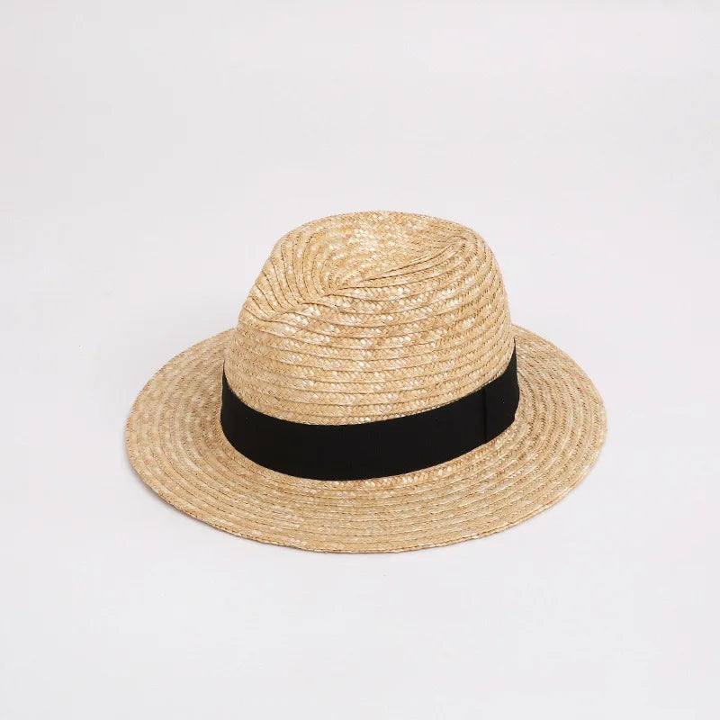 Fashion Summer Women Wide Brim Natural Straw Hat Chapeau Female Sun Hats Boater Black Panama Beach Hat Sombrero Mujer Fedora Cap