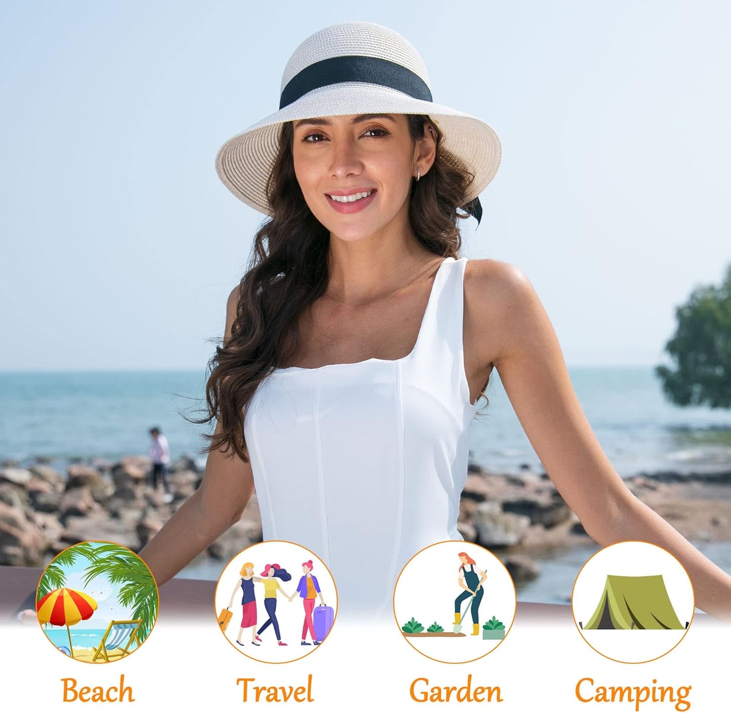 Women'S Sun Hats UV Protection Large Wide Brim Hat Women Packable Sun Hat for Women Straw Hats
