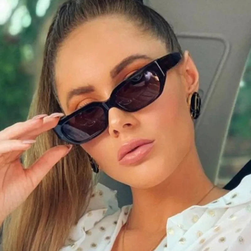 Vintage Pink Small Hip Hop Glasses Rectangle Women'S Cat Eye Sunglasses Retro Style Fashion Brand Design Sunglasses Modern UV400
