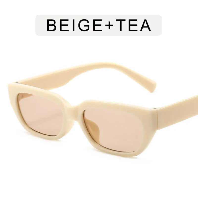 Vintage Pink Small Hip Hop Glasses Rectangle Women'S Cat Eye Sunglasses Retro Style Fashion Brand Design Sunglasses Modern UV400