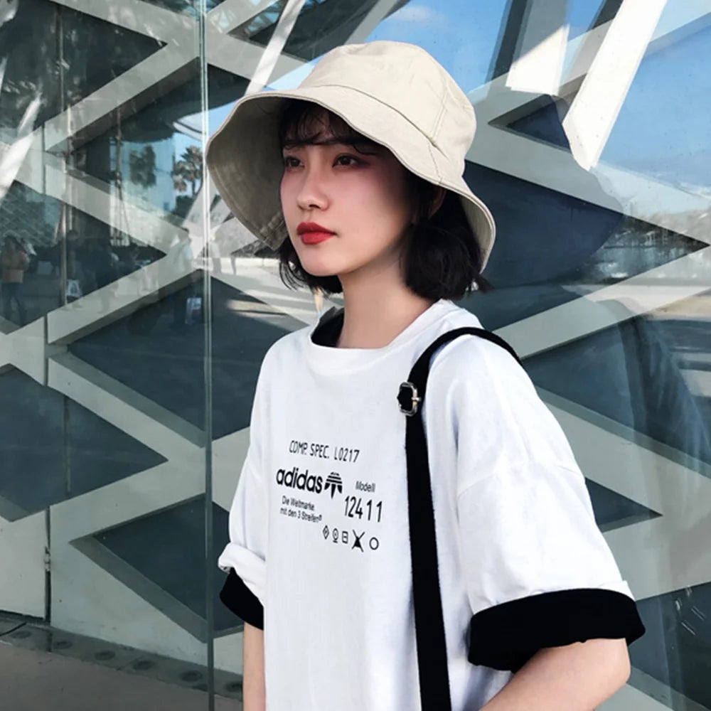 Bucket Hat, Travel Beach Sun Hat, Bucket Hat for Women Men Cotton Unisex Foldable Fisherman Hat Outdoor Cap, Off-White