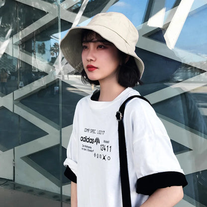 Bucket Hat, Travel Beach Sun Hat, Bucket Hat for Women Men Cotton Unisex Foldable Fisherman Hat Outdoor Cap, Off-White