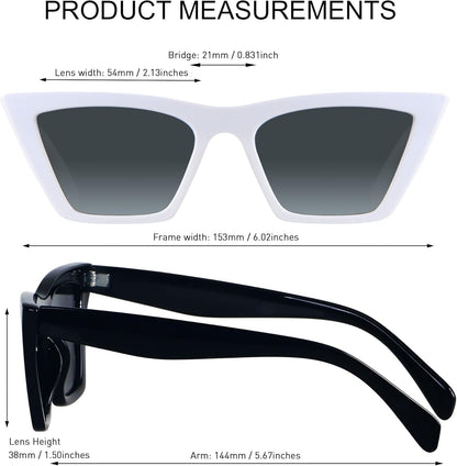 Cat Eye Sunglasses Women 2 Pack Square Cateye Frames Fashion Vintage Classic Retro Sun Glasses Cool Trendy Shades