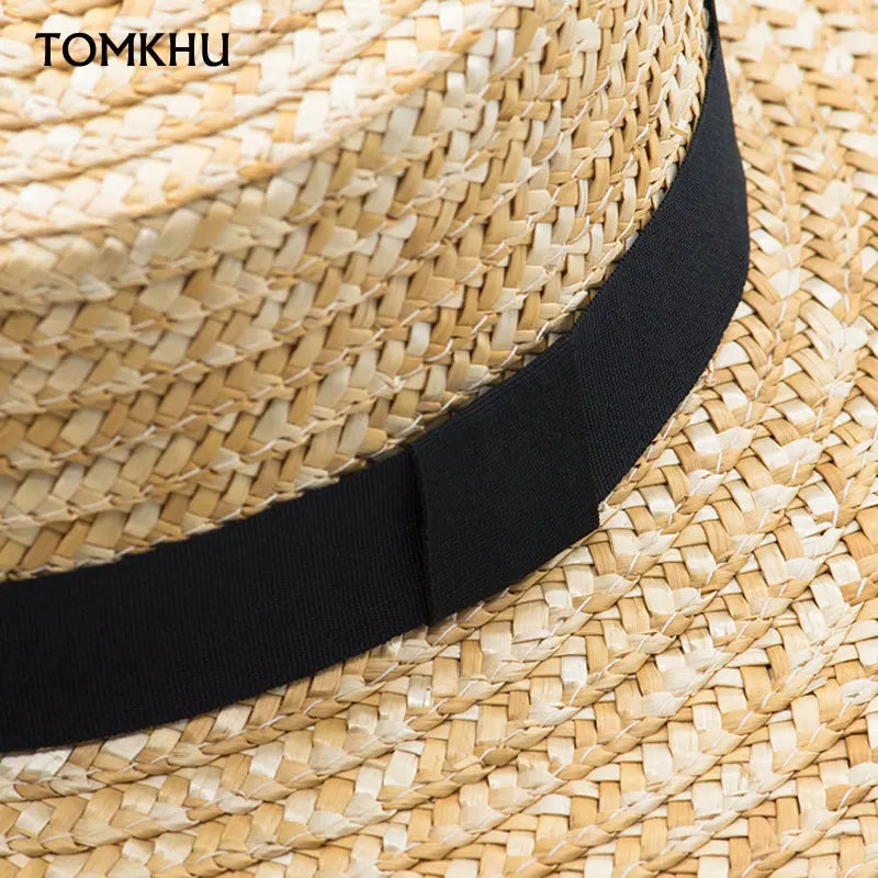 Fashion Summer Women Wide Brim Natural Straw Hat Chapeau Female Sun Hats Boater Black Panama Beach Hat Sombrero Mujer Fedora Cap
