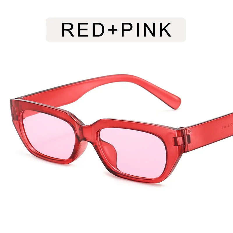 Vintage Pink Small Hip Hop Glasses Rectangle Women'S Cat Eye Sunglasses Retro Style Fashion Brand Design Sunglasses Modern UV400