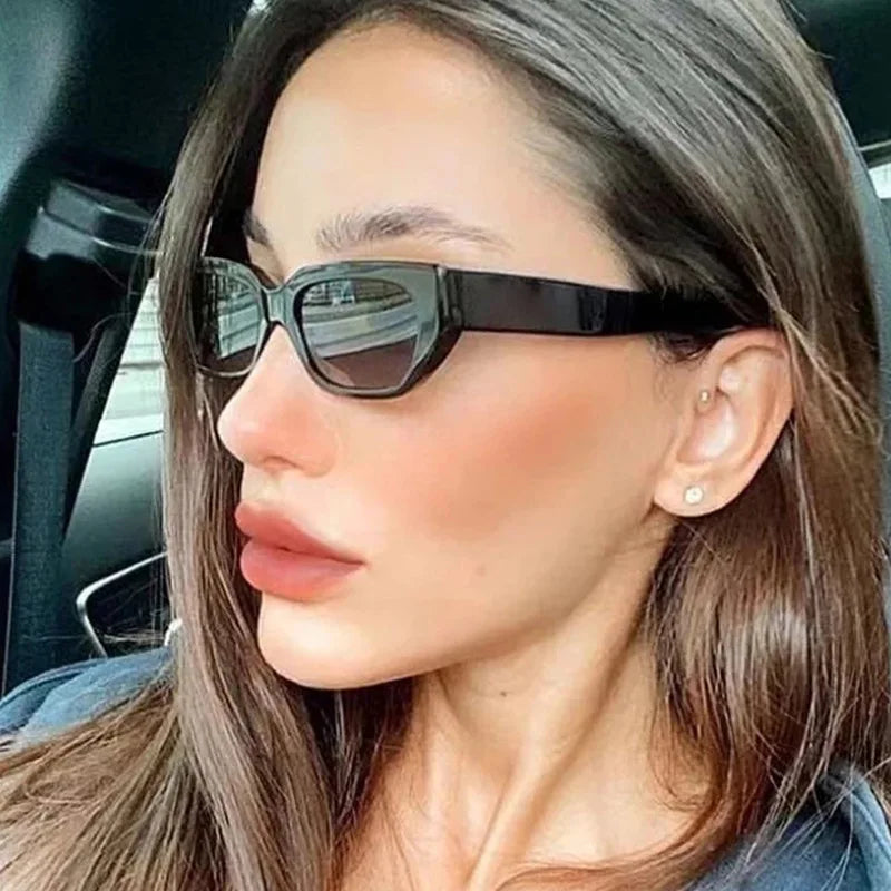 Vintage Pink Small Hip Hop Glasses Rectangle Women'S Cat Eye Sunglasses Retro Style Fashion Brand Design Sunglasses Modern UV400