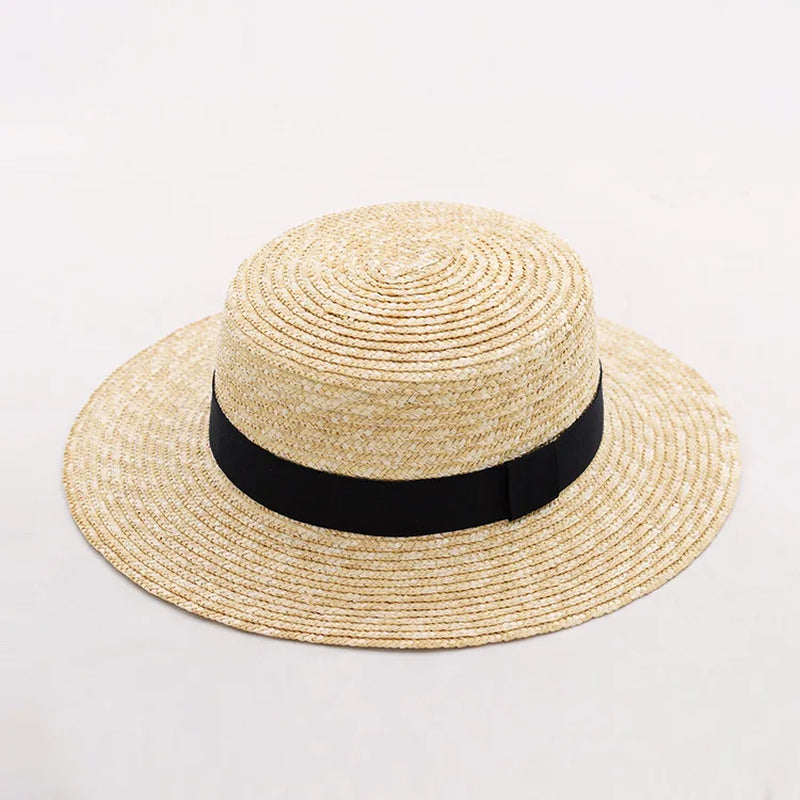 Fashion Summer Women Wide Brim Natural Straw Hat Chapeau Female Sun Hats Boater Black Panama Beach Hat Sombrero Mujer Fedora Cap