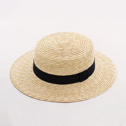 Fashion Summer Women Wide Brim Natural Straw Hat Chapeau Female Sun Hats Boater Black Panama Beach Hat Sombrero Mujer Fedora Cap