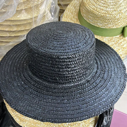 Fashion Summer Women Wide Brim Natural Straw Hat Chapeau Female Sun Hats Boater Black Panama Beach Hat Sombrero Mujer Fedora Cap