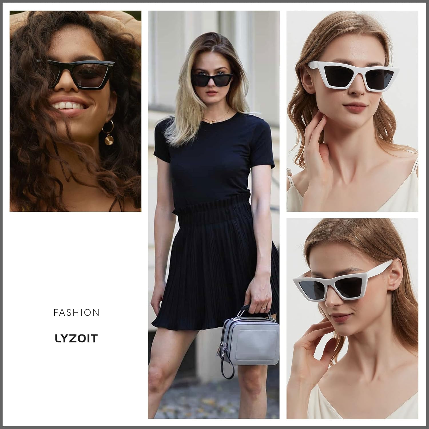 Cat Eye Sunglasses Women 2 Pack Square Cateye Frames Fashion Vintage Classic Retro Sun Glasses Cool Trendy Shades