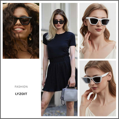 Cat Eye Sunglasses Women 2 Pack Square Cateye Frames Fashion Vintage Classic Retro Sun Glasses Cool Trendy Shades