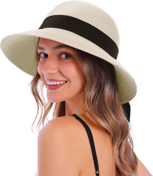 Women'S Sun Hats UV Protection Large Wide Brim Hat Women Packable Sun Hat for Women Straw Hats