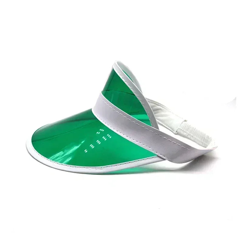 Outdoor Fashion Casual Green Color Transparent Anit-Uv Plastic Face Sun Shield Cheap Hats Sun Visor Hats Golf Cap Rain Hat
