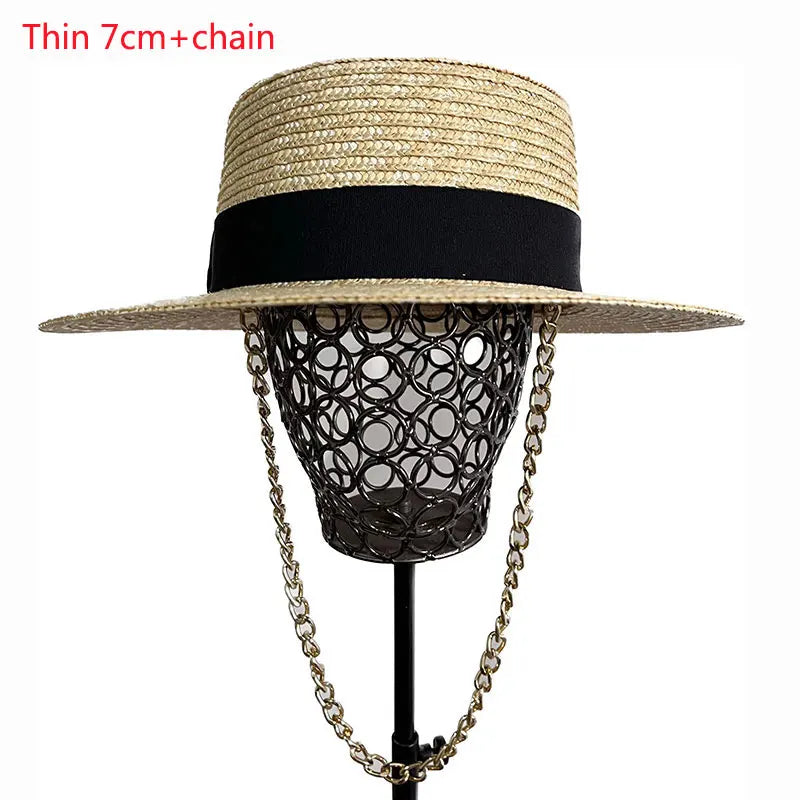 Fashion Summer Women Wide Brim Natural Straw Hat Chapeau Female Sun Hats Boater Black Panama Beach Hat Sombrero Mujer Fedora Cap