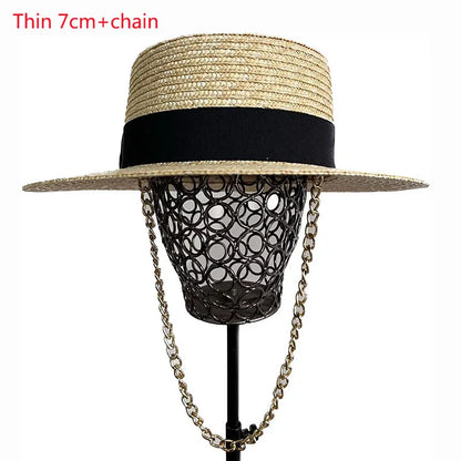 Fashion Summer Women Wide Brim Natural Straw Hat Chapeau Female Sun Hats Boater Black Panama Beach Hat Sombrero Mujer Fedora Cap