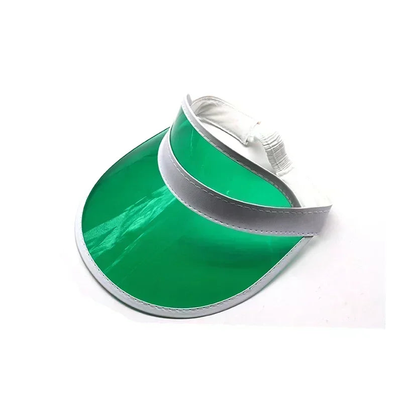 Outdoor Fashion Casual Green Color Transparent Anit-Uv Plastic Face Sun Shield Cheap Hats Sun Visor Hats Golf Cap Rain Hat