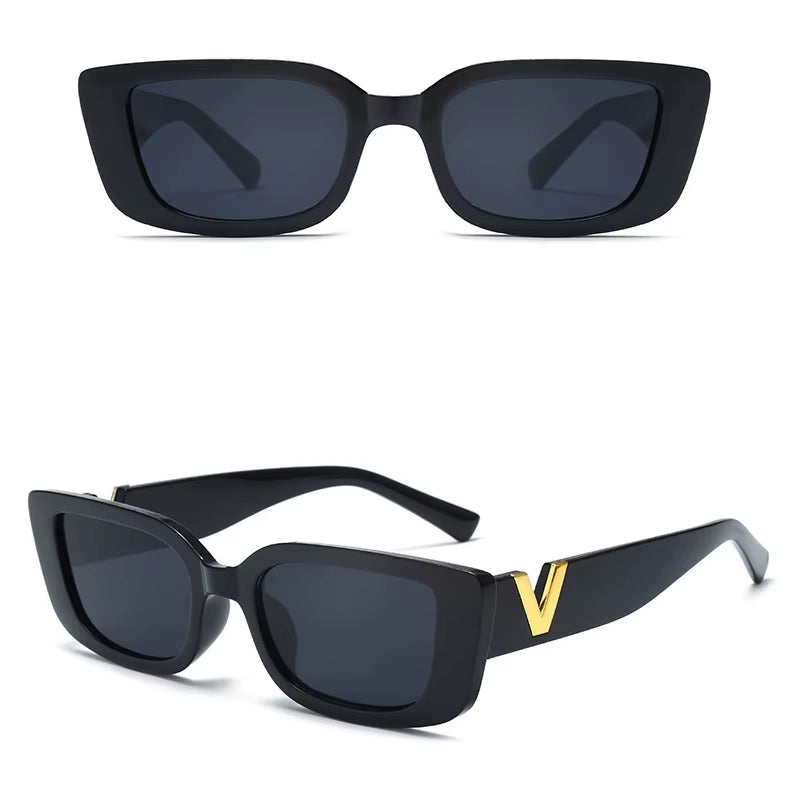 Fashion Cat Eye Sunglasses Luxury V Sun Glasses for Ladies Classic Rectangle Driving Eyewear UV400