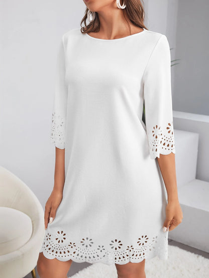 SHEIN Clasi Laser Cut Scalloped Dress