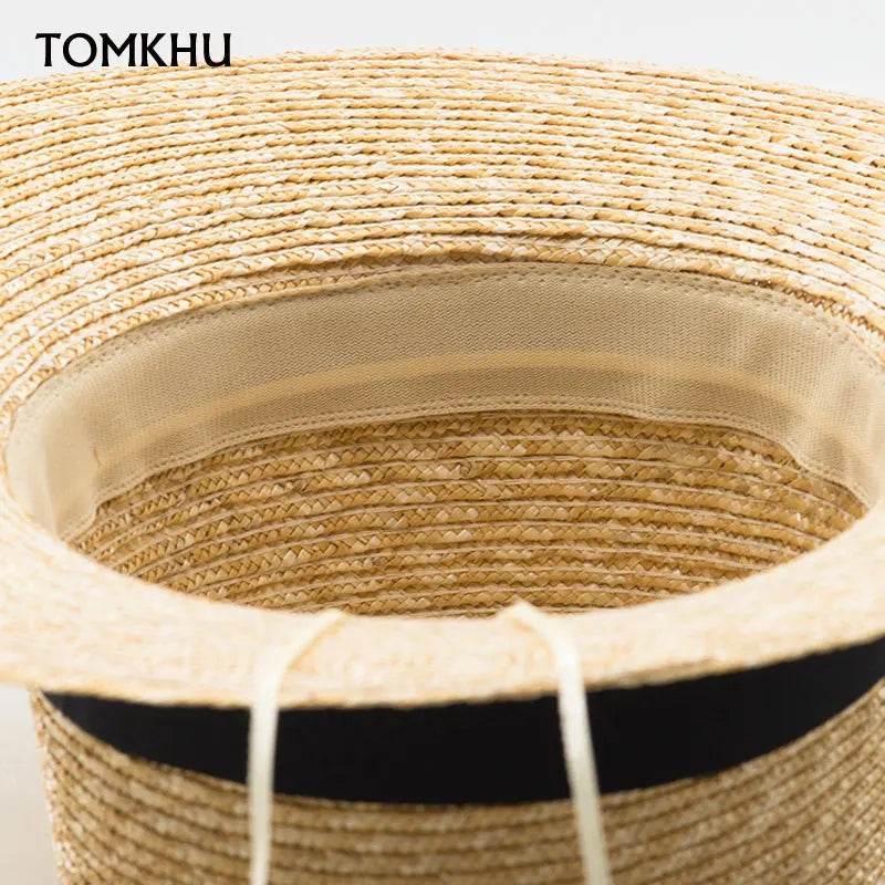 Fashion Summer Women Wide Brim Natural Straw Hat Chapeau Female Sun Hats Boater Black Panama Beach Hat Sombrero Mujer Fedora Cap