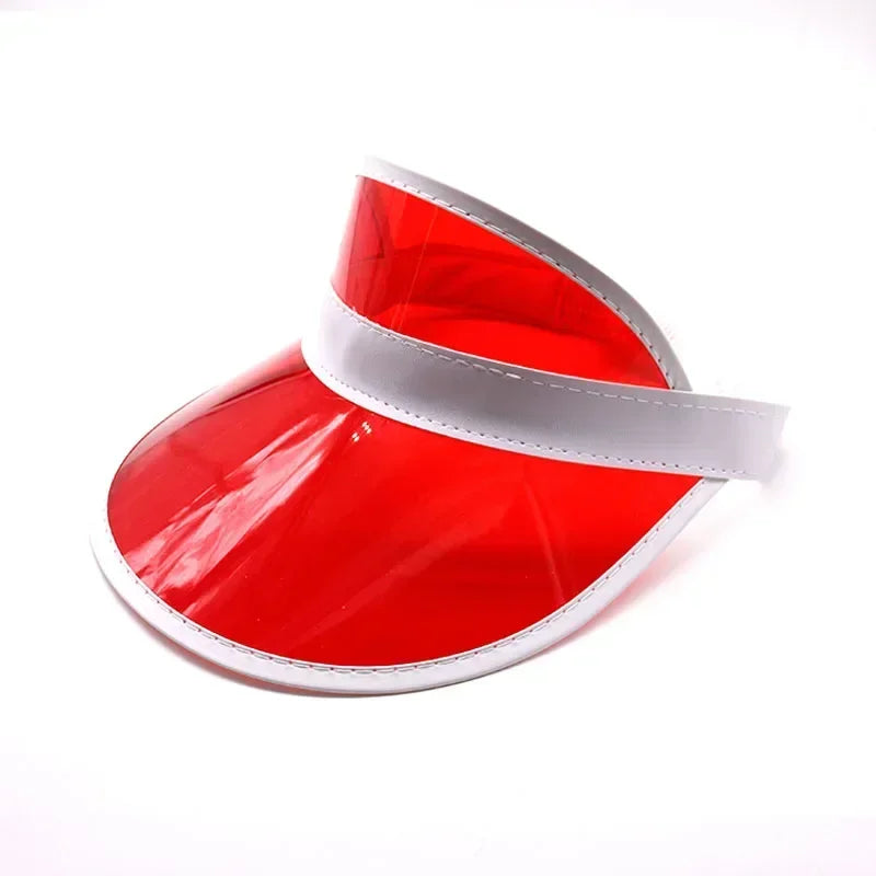 Outdoor Fashion Casual Green Color Transparent Anit-Uv Plastic Face Sun Shield Cheap Hats Sun Visor Hats Golf Cap Rain Hat