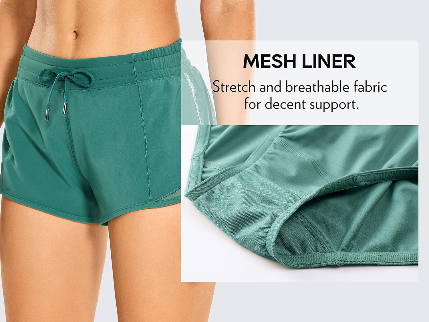 Feathery-Fit Mid-Rise Lined Shorts with Drawstring