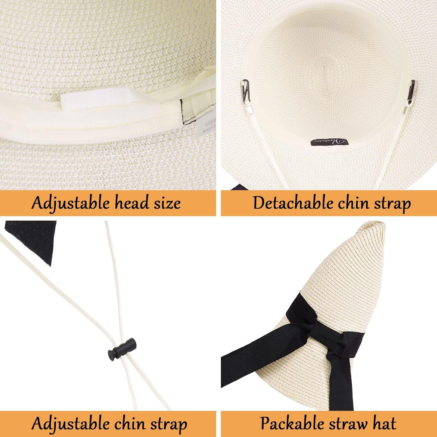 Women'S Sun Hats UV Protection Large Wide Brim Hat Women Packable Sun Hat for Women Straw Hats
