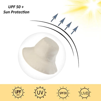 Bucket Hat, Travel Beach Sun Hat, Bucket Hat for Women Men Cotton Unisex Foldable Fisherman Hat Outdoor Cap, Off-White