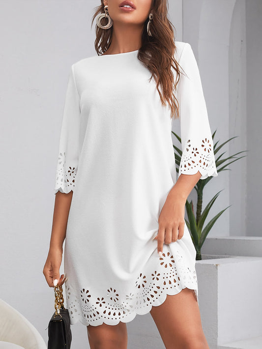 SHEIN Clasi Laser Cut Scalloped Dress