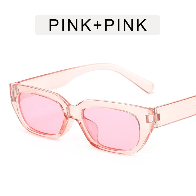 Vintage Pink Small Hip Hop Glasses Rectangle Women'S Cat Eye Sunglasses Retro Style Fashion Brand Design Sunglasses Modern UV400