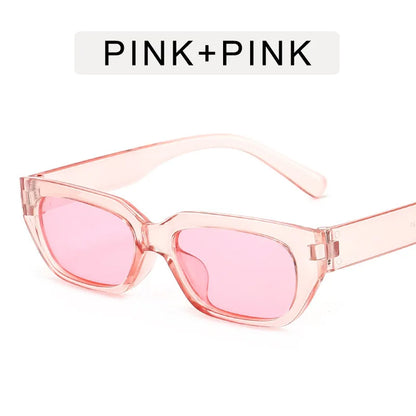Vintage Pink Small Hip Hop Glasses Rectangle Women'S Cat Eye Sunglasses Retro Style Fashion Brand Design Sunglasses Modern UV400
