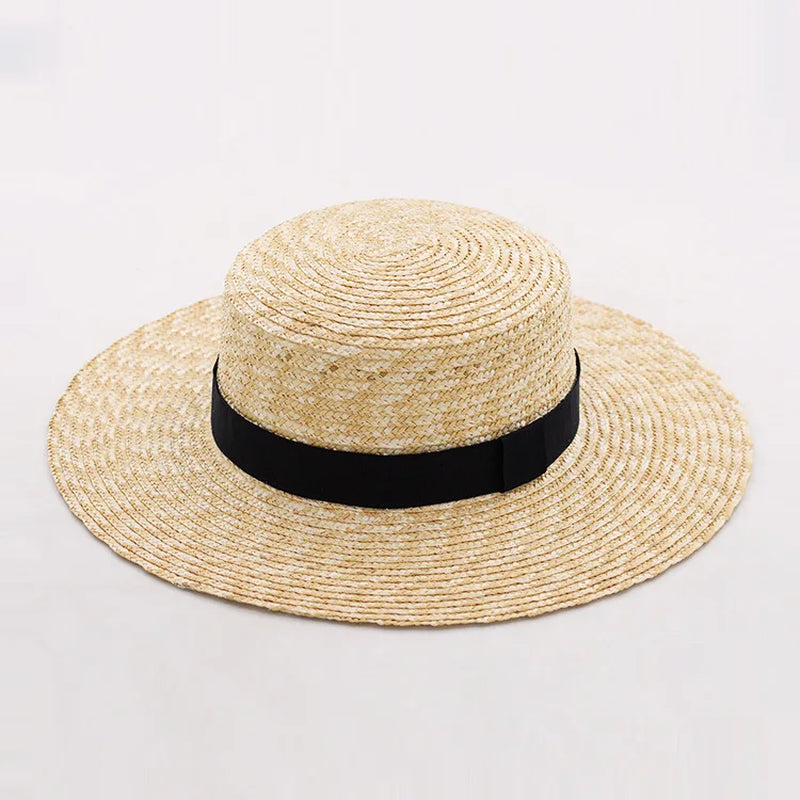 Fashion Summer Women Wide Brim Natural Straw Hat Chapeau Female Sun Hats Boater Black Panama Beach Hat Sombrero Mujer Fedora Cap