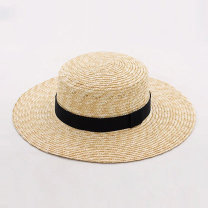 Fashion Summer Women Wide Brim Natural Straw Hat Chapeau Female Sun Hats Boater Black Panama Beach Hat Sombrero Mujer Fedora Cap