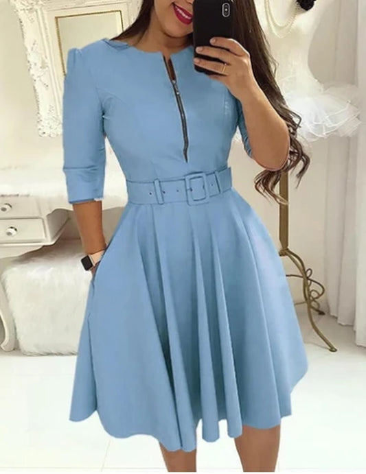 Bodycon Dress Woman Streetwear 2023 Autumn and Winter Elegant Zippered Medium with Waistband Long Sleeved Printed Dresses Y2K