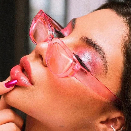 Vintage Pink Small Hip Hop Glasses Rectangle Women'S Cat Eye Sunglasses Retro Style Fashion Brand Design Sunglasses Modern UV400