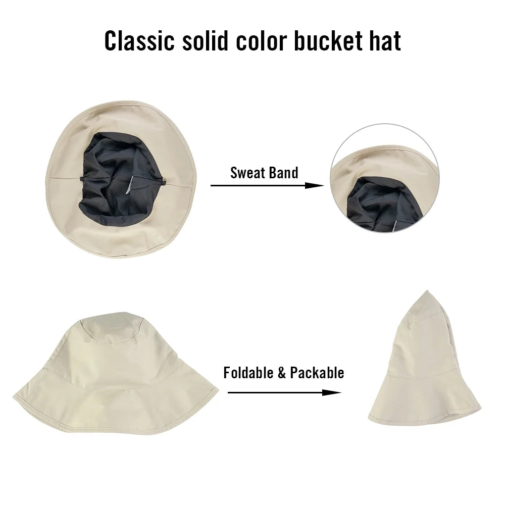 Bucket Hat, Travel Beach Sun Hat, Bucket Hat for Women Men Cotton Unisex Foldable Fisherman Hat Outdoor Cap, Off-White
