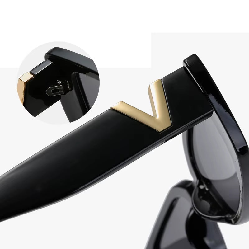 Fashion Cat Eye Sunglasses Luxury V Sun Glasses for Ladies Classic Rectangle Driving Eyewear UV400