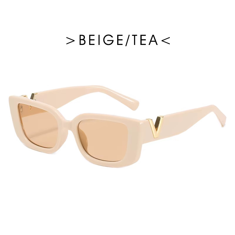 Fashion Cat Eye Sunglasses Luxury V Sun Glasses for Ladies Classic Rectangle Driving Eyewear UV400