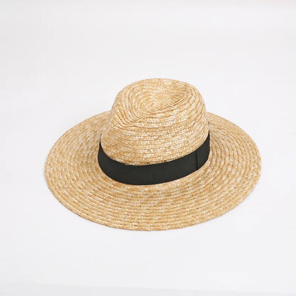 Fashion Summer Women Wide Brim Natural Straw Hat Chapeau Female Sun Hats Boater Black Panama Beach Hat Sombrero Mujer Fedora Cap