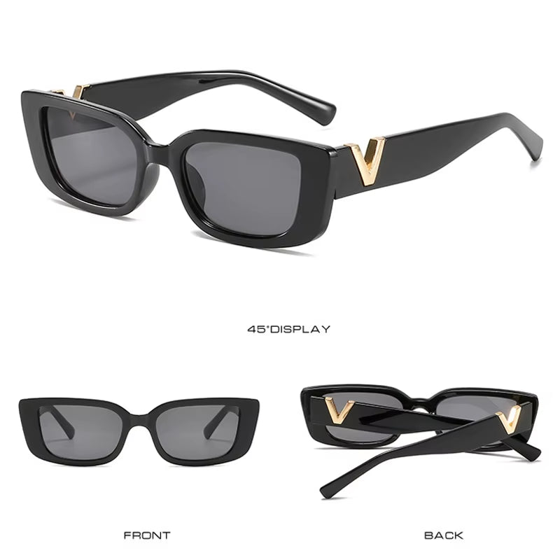 Fashion Cat Eye Sunglasses Luxury V Sun Glasses for Ladies Classic Rectangle Driving Eyewear UV400