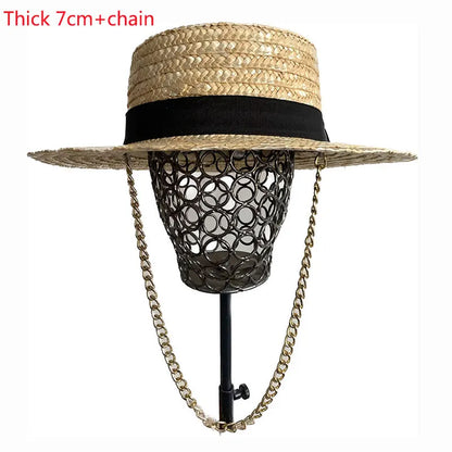 Fashion Summer Women Wide Brim Natural Straw Hat Chapeau Female Sun Hats Boater Black Panama Beach Hat Sombrero Mujer Fedora Cap