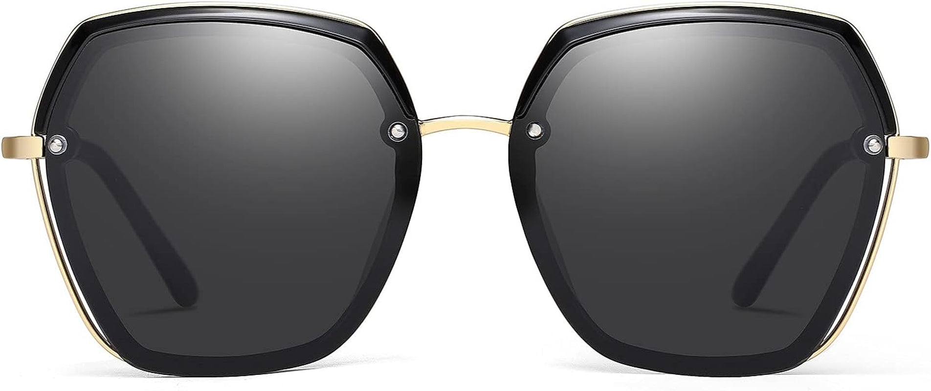 Oversized Polarized Sunglasses for Women Trendy Metal Big Frame Ladies Shades UV400 Protection