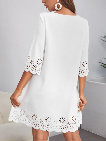 SHEIN Clasi Laser Cut Scalloped Dress