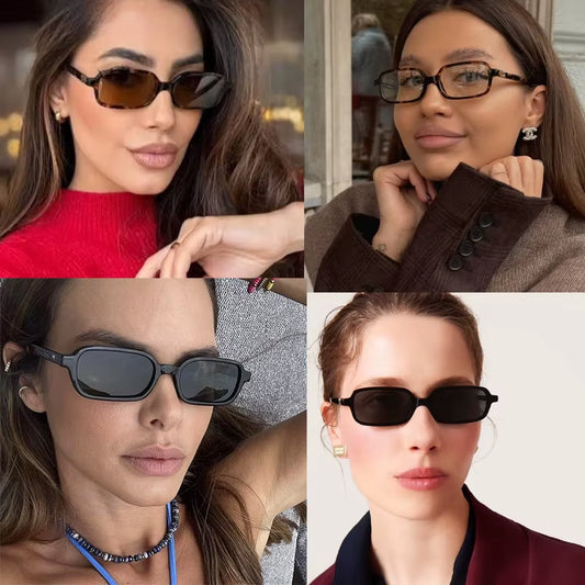 Fashion Rectangle Sunglasses Womens Men 2025 New Brand Designer Small Black Sun Glasses Goggle Trends Vintage Cat Eye Eyewear