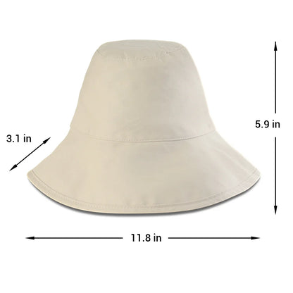 Bucket Hat, Travel Beach Sun Hat, Bucket Hat for Women Men Cotton Unisex Foldable Fisherman Hat Outdoor Cap, Off-White