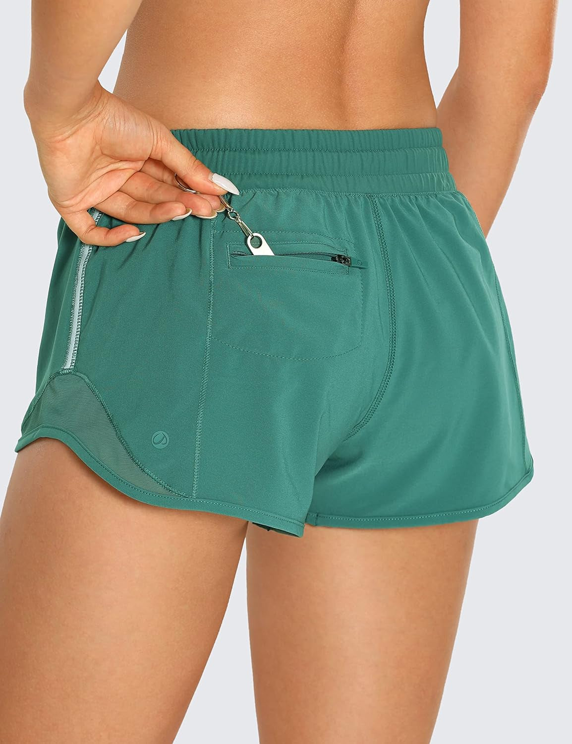 Feathery-Fit Mid-Rise Lined Shorts with Drawstring